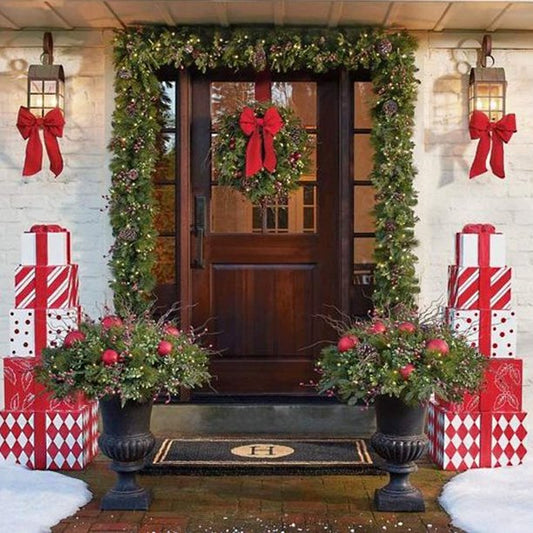 Vinmall 9-Foot Christmas Light Garland, Battery-Powered Christmas Garland, Pre-Lit Garland And Christmas Ball Decoration, Suitable For Indoor Home Winter Holiday New Year Christmas Decoration, J4