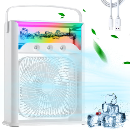 Portable Air Conditioner Fan, Mini Evaporative Desktop Air Humidifier Misting Cooler Fan for Room Home Office