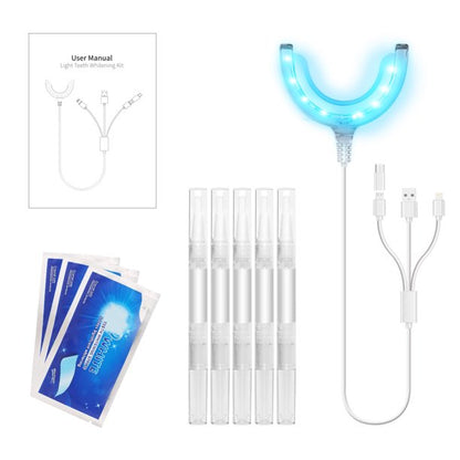 Teeth Whitening Kit,16x LED Light Without Sensitive With 5 Smart Teeth Whitening Pens 3 Teeth Whitening Strips,Effectively Whitens in 30 Minutes,White