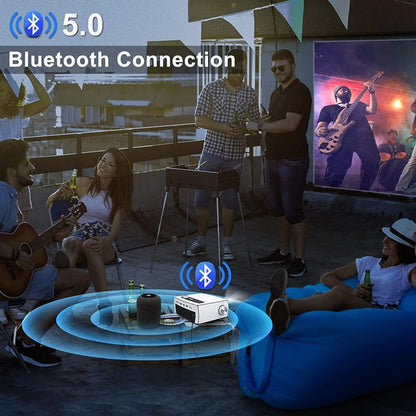Doosl Projector with 120 Inch Projector Screen, 5G WiFi Projector, Full HD Native 1080P Projector, Compatible with 4K Smartphone TV Stick HDMI VGA USB TF AV, for Home Cinema Outdoor Indoor Movie