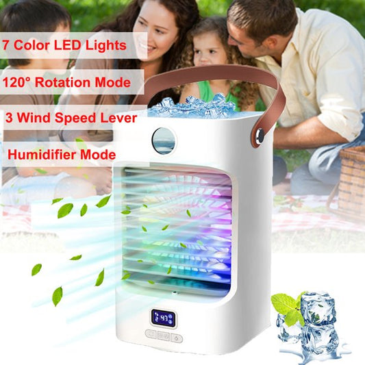 Air Conditioners Fan, Portable Air Cooling Fan with 3 Speed ,3 in 1 USB Mini Portable Desk Misting Fan , Personal Air Conditioner Fan Rechargeable, White