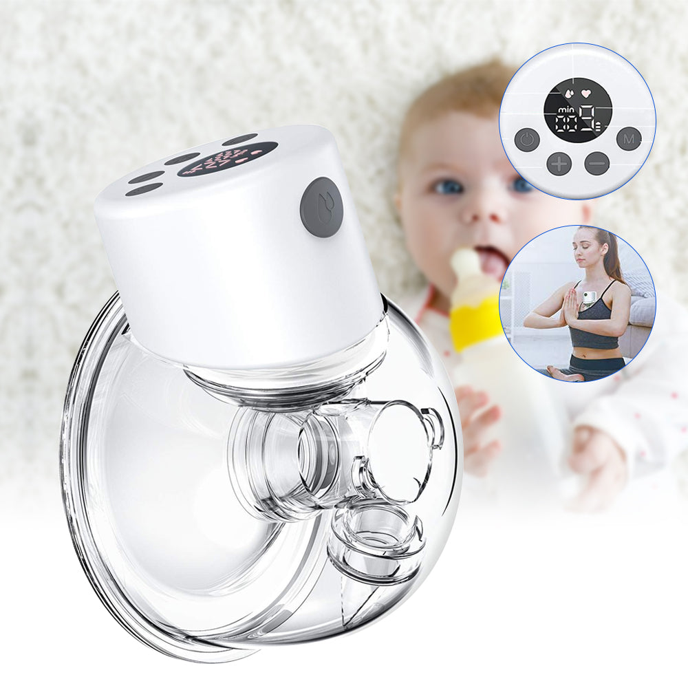 Electric Breast Pump Wearable Breastfeeding Pump with LCD Display, Wireless Portable Milk Extractor Rechargeable Hands-Free Breastpump (Single)