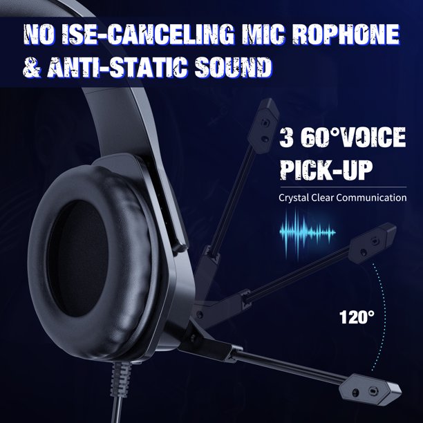ONIKUMA Gaming Headset for PC, 7.1 Surround Stereo Sound RGB Over-ear Gaming Headphones with Noise Cancelling Mic for PS4 PS5 Xbox One Laptop Mac Nintendo NES Games
