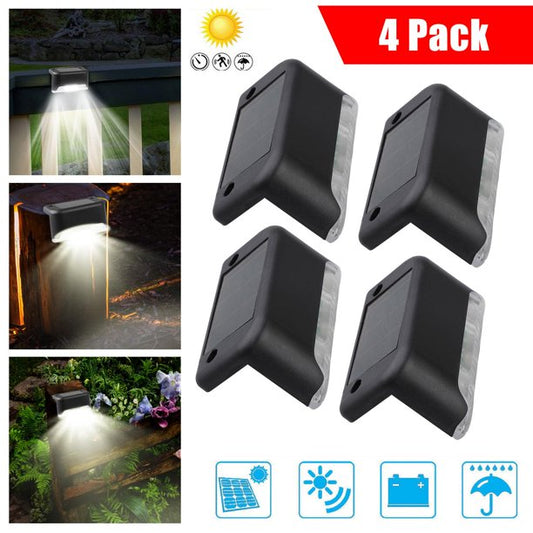 4Pcs Solar Step Lights,Solar step light Outdoor Deck Fence Stair Warm Light Sun Powered LED Illuminated Landscape Lighting Automatic On & Off Waterproof