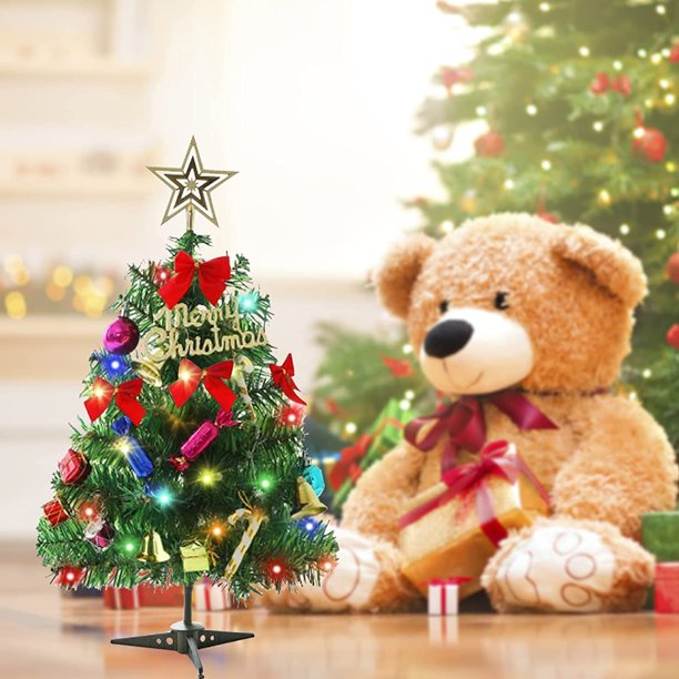 Mini Artificial Christmas Tree 20in Tabletop Small Christmas Tree LED String Lights Mini Christmas Tree Decorative Table Small Xmas Tree Perfect for Home Office