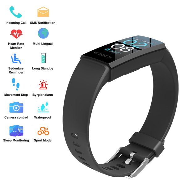 Fitness Tracker Watches, Emossie Health & Activity Tracker, Heart Rate, Sleep Monitoring, IP68 Waterproof Digital Watch for Men Women, Black