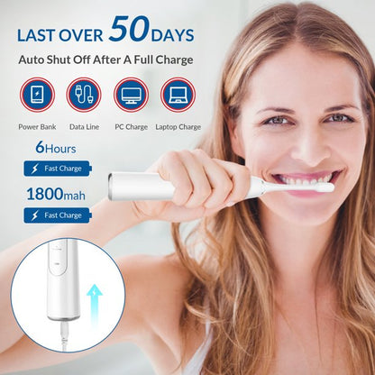 Electric Toothbrush, Ifanze Rechargeable Sonic Whitening Toothbrush With 4 Dupont Brush Heads