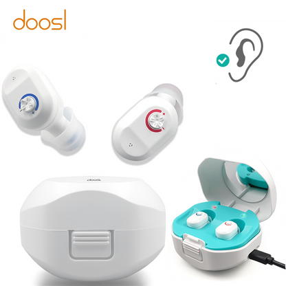 Hearing Aids for Senior with Noise Cancelling,Rechargeable Mini Hearing Amplifier,Portable Hearing Amplifier TV Earbuds With Portable Charging Box，Suitable for Adults, Elderly, Children