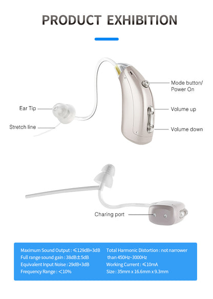 Doosl Set of 2 Rechargeable Hearing Aids, Mini Digital Hearing Aids Low-Noise, with Portable Charging Case for Seniors & Adults, Pair