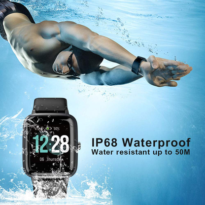 Emossie Smart Watch for Android Phones and iOS Phones, All-Day Activity Tracker with Heart Rate Sleep Monitor, 1.3" Full Touch Screen Waterproof Smartwatch for Men Women (Black)