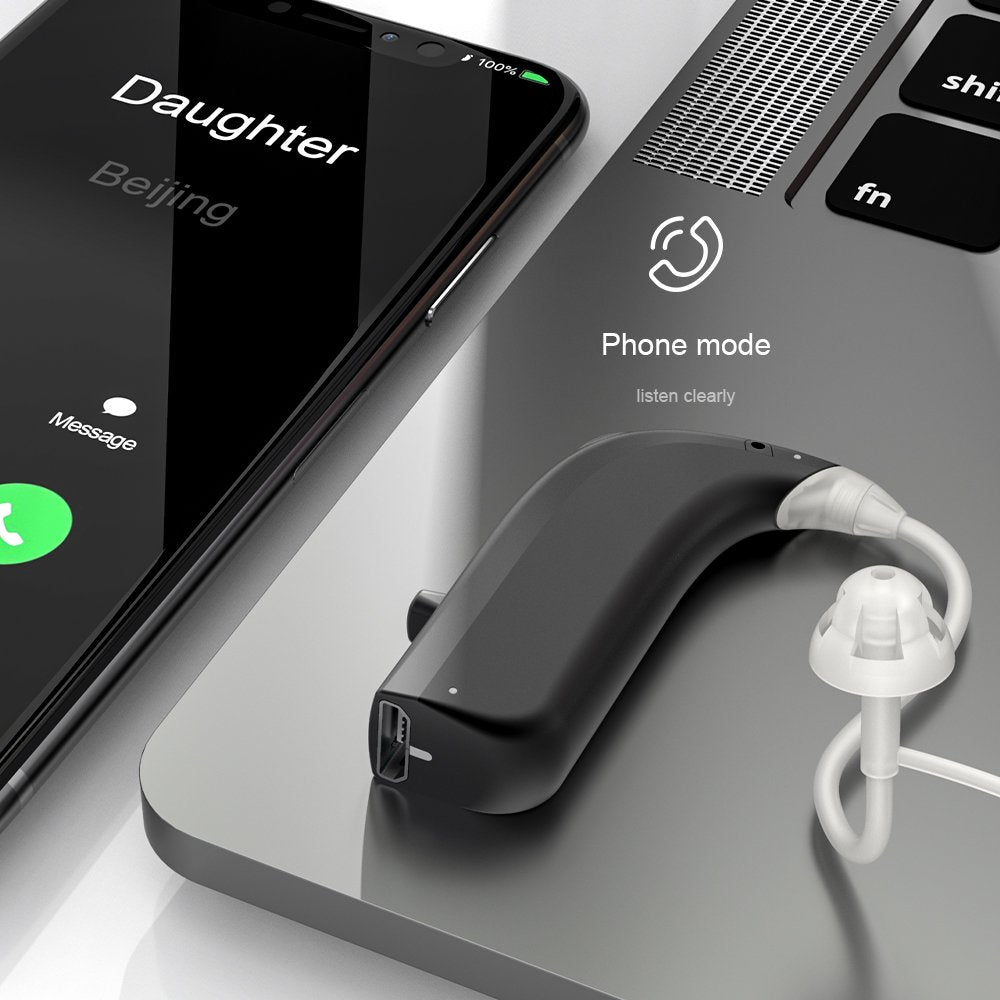 Hearing Aids for Ear with Bluetooth,Hearing Aids Rechargeable Hearing Amplifier for Adults Hearing Loss,Volume Control,Black