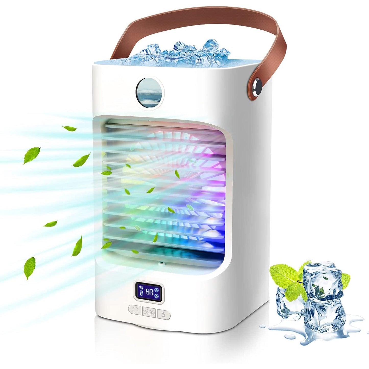 Personal Air Conditioner Fan,Portable Air Cooler,Small Air Conditioner Evaporative Cooler Humidifier,3 Speed Misting Desktop Cooling Fan with LED Light for Office,Home