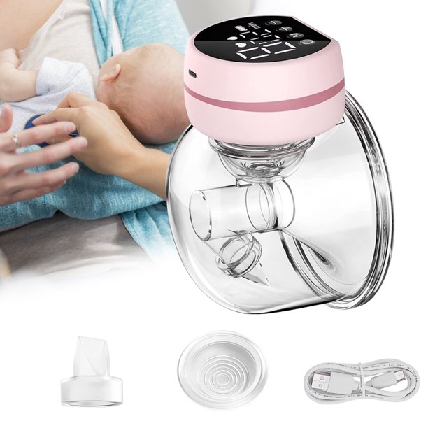 Electric Breast Pump,Wearable Breast Pump Hands Free Breast Pump Portable Breast Pump with 3 Modes 9 Levels LCD Display Memory Function Rechargeable Single Milk Extractor with Massage Mode-24mm Flange
