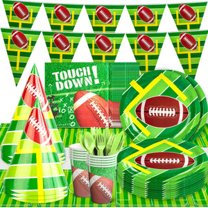 Melliful Football Themed Party Supplies Decorations Serve 10, Super Bowl Tableware Kit for Touchdown Game Day Birthday Themed Party