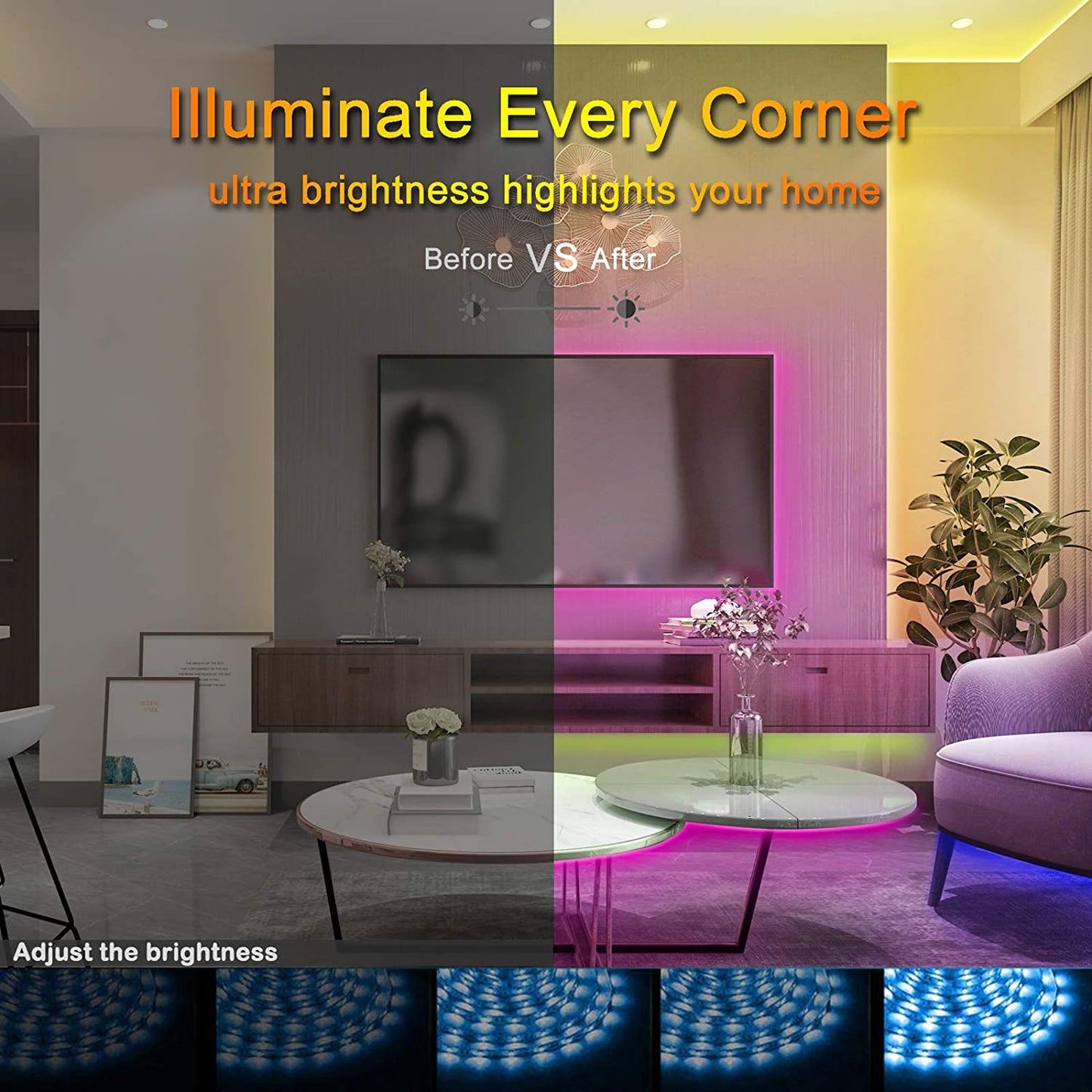 Laighter Led Strip Lights for Bedroom, 16.4 ft Smart Led Light Strip Music Sync with Upgraded 40 Keys Remote & App Control, Flexible DIY, RGB Color Changing, Tape Lights for Party Home