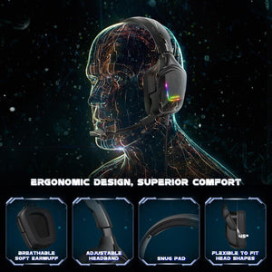 ONIKUMA Gaming Headsets for PS4, Xbox One Controller, Nintendo Switch, PC, Laptop, MAC, Over-Ear Gaming Headphones with LED Light, Black