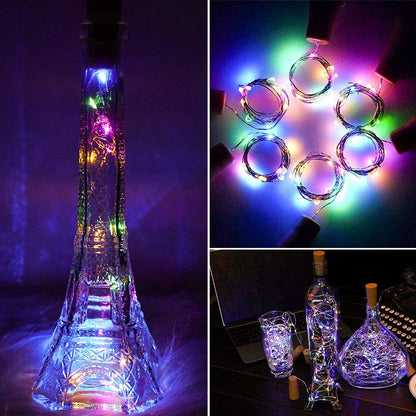 Laighter 9 Packs 20 LEDs Wine Bottle Cork Lights, 6.5ft Cork Lights Battery Operated Fairy String Lights for Liquor Bottles Crafts Party Wedding Halloween Christmas Decor, Multi-color