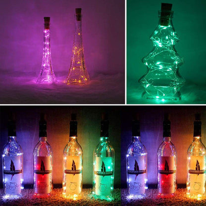 Laighter 9 Packs 20 LEDs Wine Bottle Cork Lights, 6.5ft Cork Lights Battery Operated Fairy String Lights for Liquor Bottles Crafts Party Wedding Halloween Christmas Decor, Multi-color