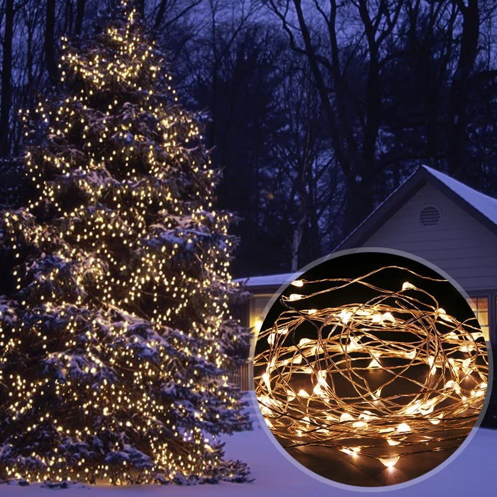 Outdoor Solar String Lights, 40ft 100 LED 8 Lighting Modes Copper Wire Solar Decorative Lights, Waterproof Solar Fairy Lights for Garden, Wedding, Patio, Bedroom, Party, Bushes, Trees and Christmas