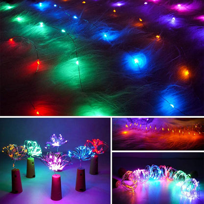 Laighter 9 Packs 20 LEDs Wine Bottle Cork Lights, 6.5ft Cork Lights Battery Operated Fairy String Lights for Liquor Bottles Crafts Party Wedding Halloween Christmas Decor, Multi-color