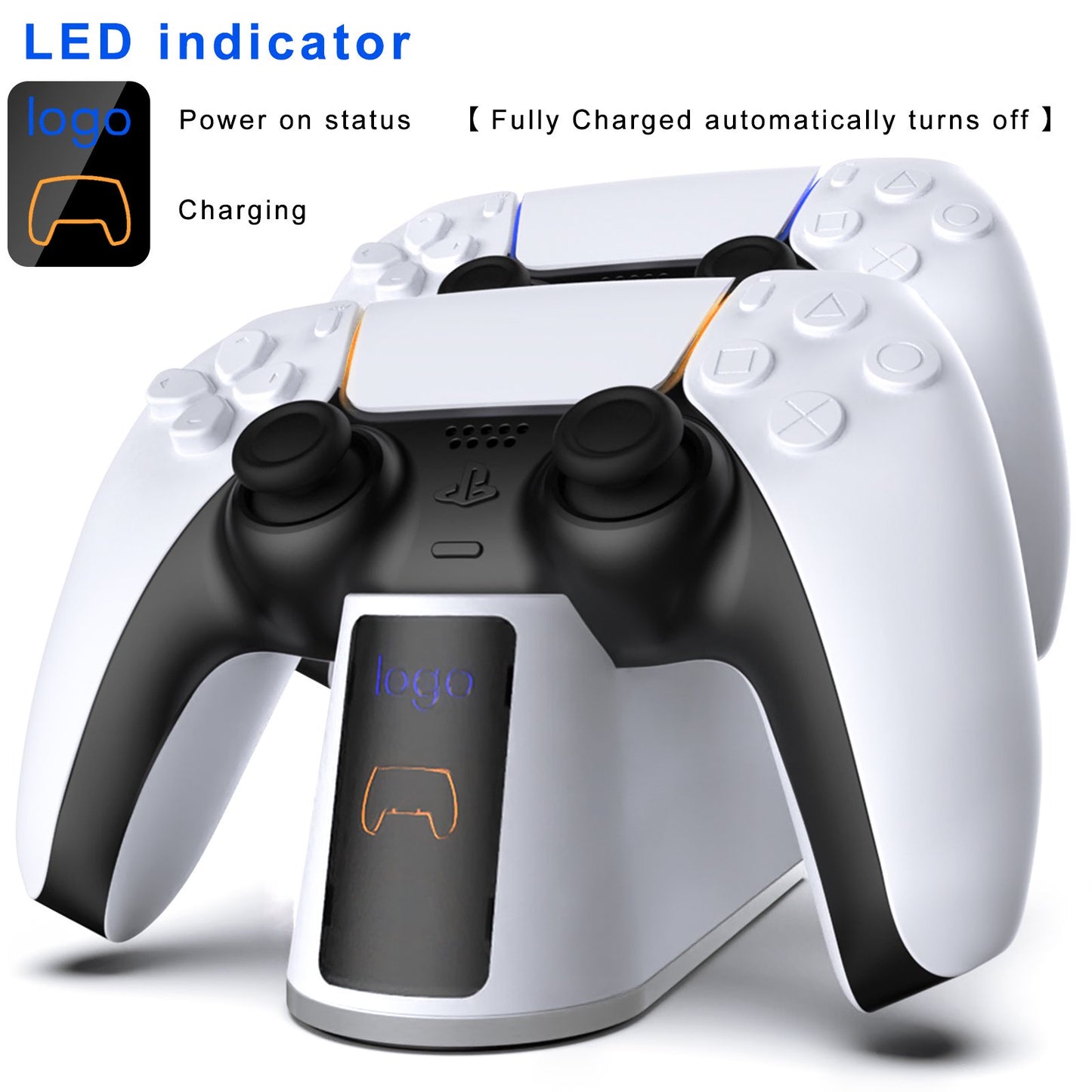 Doosl Charging Station for PS5 Controllers, PS5 Fast Charger Dock with Colorful Lights Type-C Cable LED Indicator, Charging Stand for Playstation 5 Dualsense Controllers