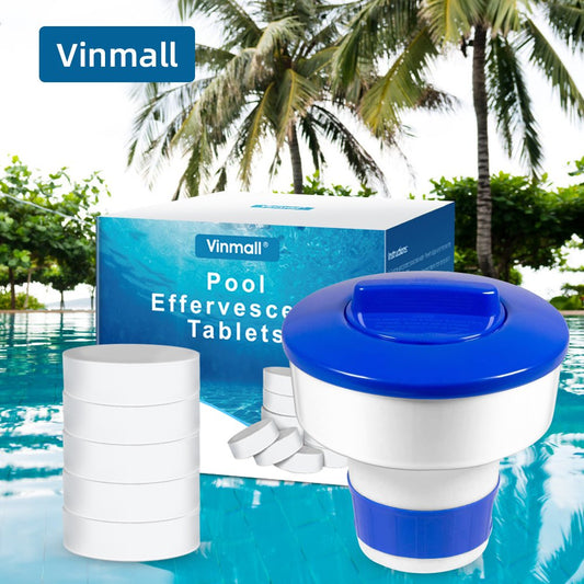 Melliful 3" Chlorine Tablets for Pool with 5" Chlorine Floater, Swimming Pool Care and Cleaning, 2.3 lbs, White