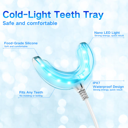 Teeth Whitening Kit,16x LED Light Without Sensitive With 5 Smart Teeth Whitening Pens 3 Teeth Whitening Strips,Effectively Whitens in 30 Minutes,White