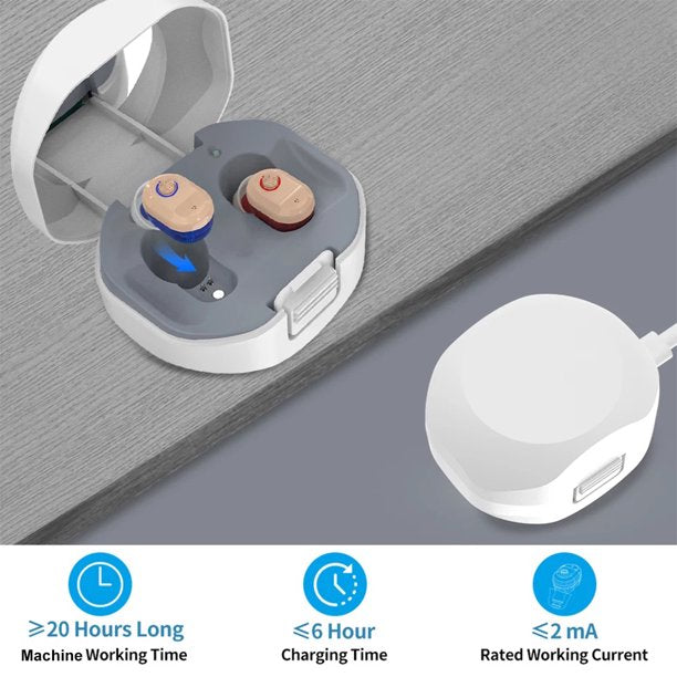 Hearing Amplifier Aid Digital Personal Sound Amplifier Devices ITE for Seniors,Inner-Ear Hearing aid Music TV with Box