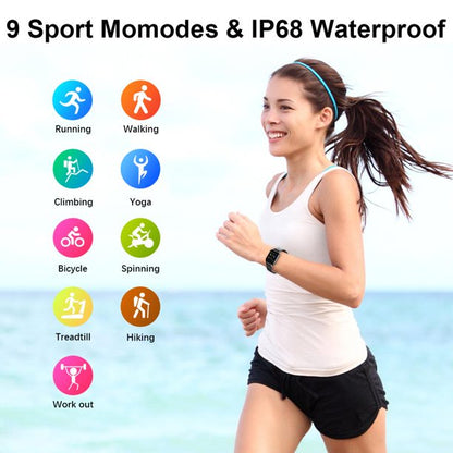 Doosl Smart Watch, IP68 Waterproof Fitness Tracker Watches for Men Women, Activity Tracker with Full Touch Color Screen Heart Rate Monitor Pedometer Sleep Monitor for Android and iOS Phones, Black