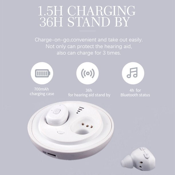 Hearing Amplifier Aid Digital Personal Sound Amplifier Devices ITE for Seniors,Inner-Ear Hearing aid Music TV with Box