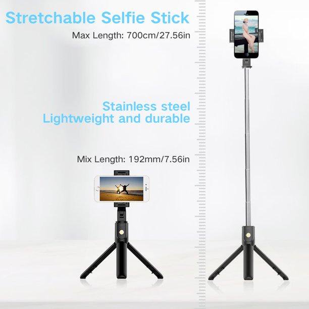 Doosl 3 in 1 Extendable Selfie Stick Tripod with Detachable Bluetooth Wireless Remote Phone Holder Compatible with iPhone and Android Smartphone