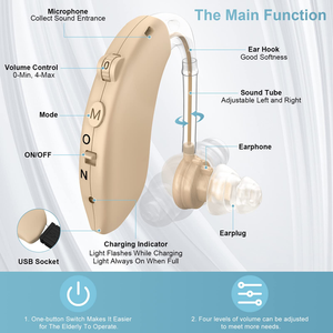 Hearing Aid Rechargeable, Vinmall Amplifier Devices for Seniors with Noise Cancelling, Volume Control (Beige)