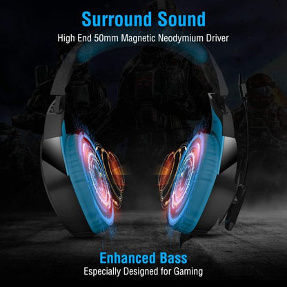 K1-B Gaming Headsets for PS4, Wired Gaming Headphones with Noise Canceling Mic & RGB Light, 7.1 Surround Sound, Compatible with PS5, Xbox One, PC, Laptop, Nintendo Switch, Mac, Mobile