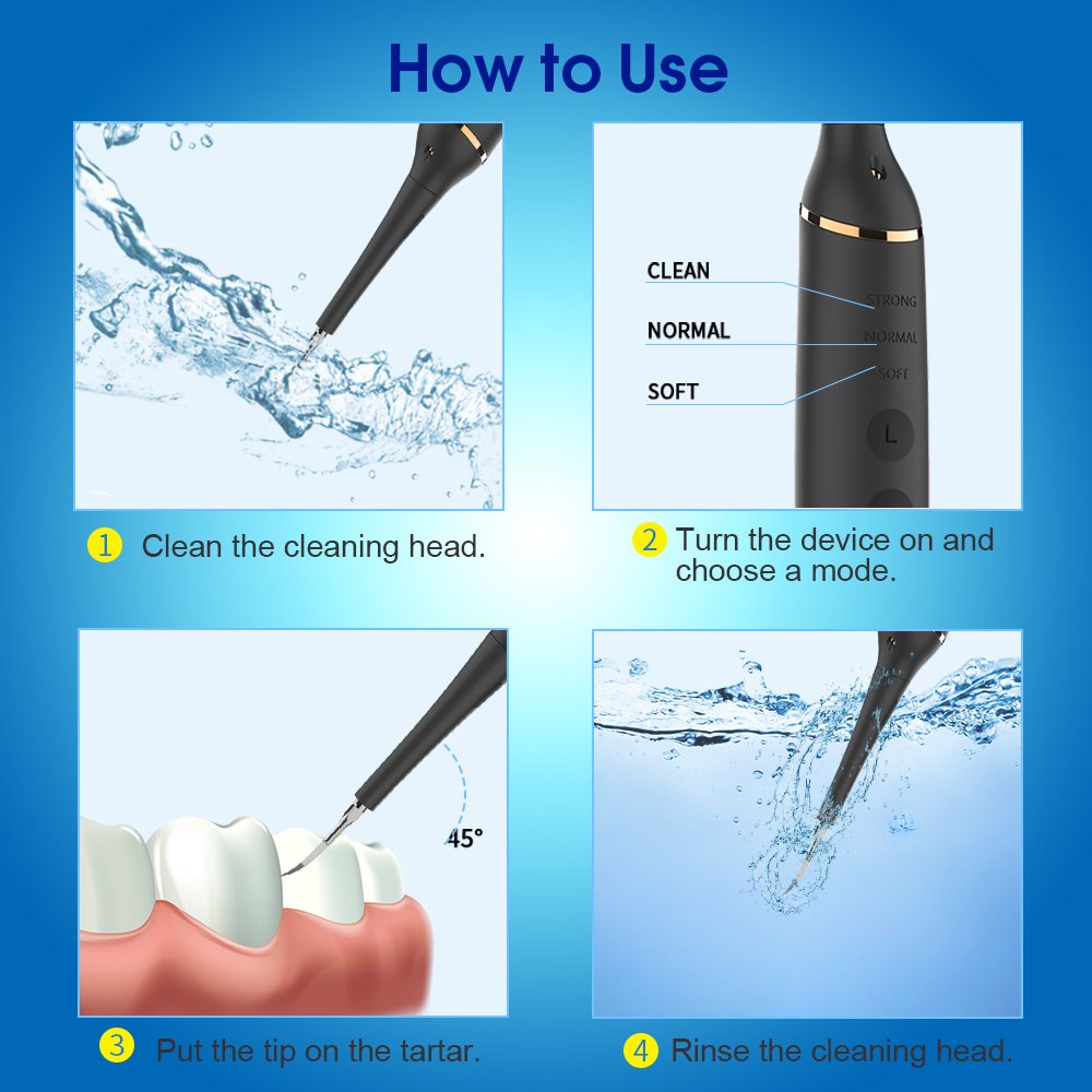 Home Rechargable Vibrition Sonic Dental Scaler,Tooth Calculus Remover Tooth Stains Tartar Cleaner Tool Whiten Teeth(Black)