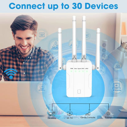 WiFi Range Extenders Signal Booster Up to 1000Mbps for Home, WiFi Booster Repeater 2.4 GHz WPS Wireless Signal Strong Penetrability, Wide Range of Signals(3500 sq.ft)