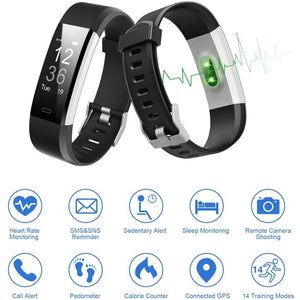Fitness Tracker, Smart Fitness Watch with Heart Rate Monitor, Waterproof Smart Fitness Band with Step Counter, Calorie Counter, Pedometer Watch for Kids Women and Men