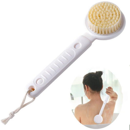 Bath Body Brush, Adjustable Long Handle Back Scrubber, Shower Brush with Soft and Comfy, Bristles Gentle Exfoliation Improve Skin's Health and Beauty Wet or Dry Brushing,white