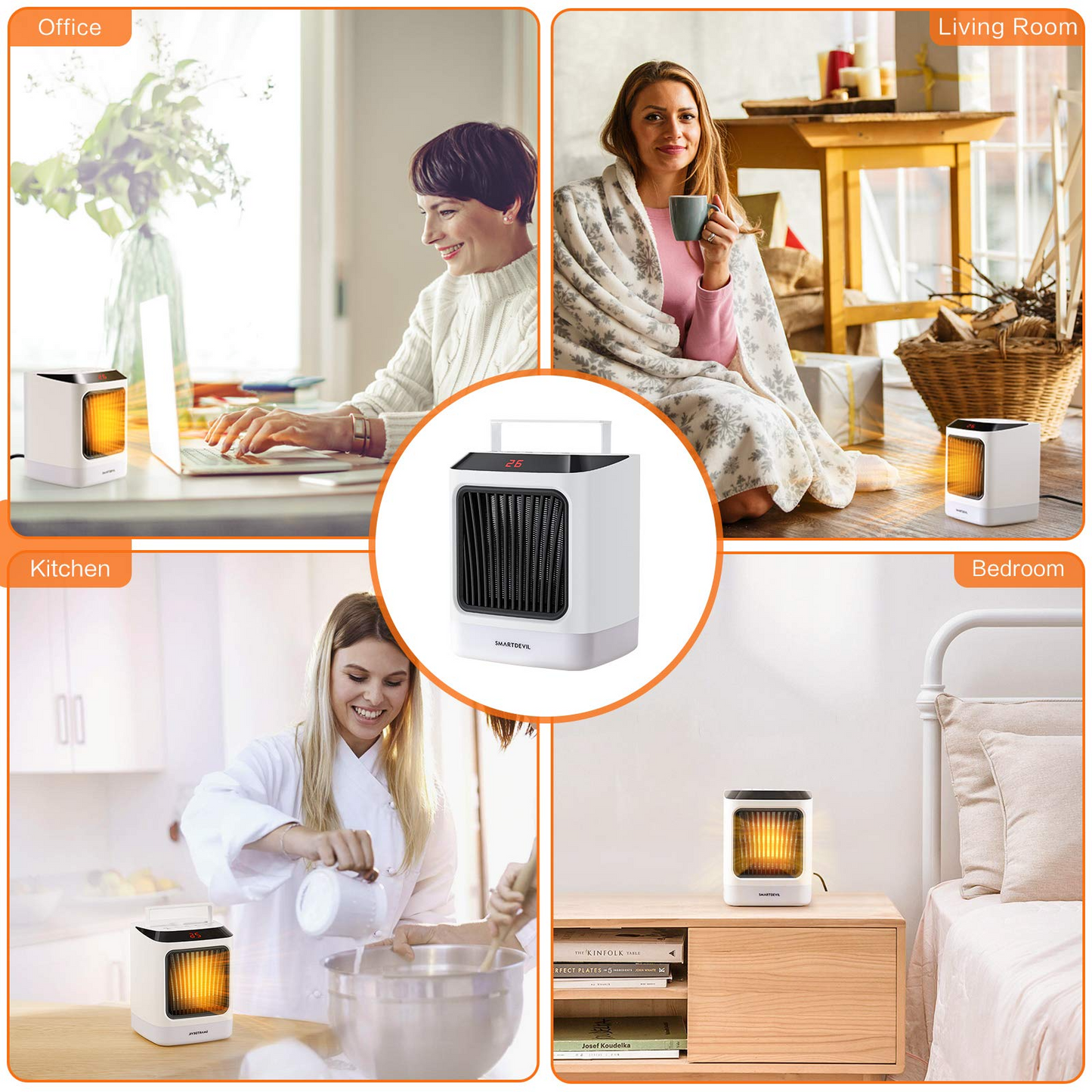 Portable Space Heater Beenate Safe and Quiet Ceramic Heater Fan for Baby Room Bedroom Dorm Office Desktop Bathroom & Indoor Use