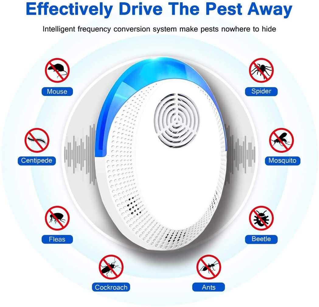 Ultrasonic Pest Repeller, 6 Pack Upgraded Electronic Pest Repellent Plug- in for Mosquitoes Roaches Flea Spiders Ants Mice