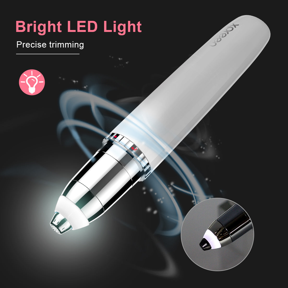 iFanze Facial Hair Remover for Women, USB Rechargeable Painless Hair Eyebrow Trimmer, IPX6 Waterproof, Built-in LED Light, Portable Flawless Electric Epilator for Cheeks, Chin, Upper Lip & Arms