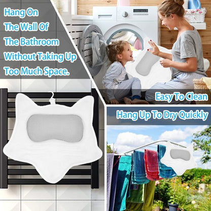 Bath Pillow for Tub, Bathtub Pillows with Strong Suction Cups 5D Air Mesh Polyester Spa Pillow (Fox Shape)