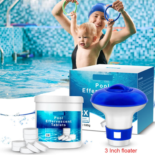 Melliful 180PCS Pool Chlorine Tablets, Long Lasting Chlorine Tablets with Floating Chlorine Dispenser, Chlorine Tabs for Small Pool, Spas and Tubs Cleaning