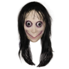 Melliful Halloween Creepy MOMO Mask, Scary Challenge Games Evil Latex Mask With Long Hair, Halloween Costume Party Props, Horror Women Cosplay