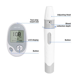 Vinmall Blood Glucose Meter, Home Use Diabetes Testing Monitor Kit with Glucometer Strips, Lancing Device, Carrying Case, No Coding