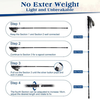 Trekking Poles Collapsible Hiking Poles,Aluminum Alloy 7075 Backpacking Walking Sticks ,Telescopic, Collapsible, Ultralight for Hiking, Camping suitable for all terrains in 4 seasons