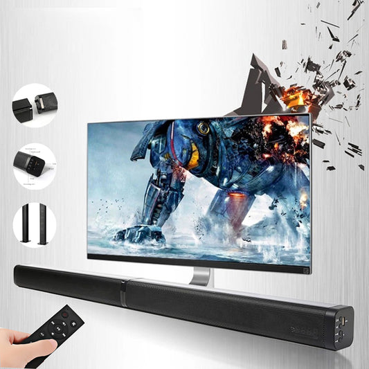 Sound Bar with Bluetooth, 37" 40W Sound Bar with Subwoofer, Soundbar Wired Surround Sound System TV with HDMI Optical RCA AUX Coax Connection, Remote Control, Bass Adjustable, Wall Mountable, Black