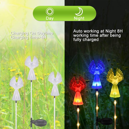 LAIGHTER Solar Powered Angel Lights, 2 Pack Angel Solar Lights Outdoor Garden, Eternal Light Angel with 7 LEDs for Cemetery Grave Decorations, Memorial Gifts, Christmas Yard Art, Sympathy Gifts