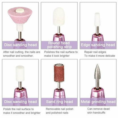 Xpreen Portable Electric Acrylic Nail Drill File Buffer Machine Kit for Liquid Monomer Dip Powder Polygel Gel Polish Tips with Professional Salon Manicure Pedicure Brush Efile Set 25pcs Sanding Band