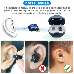 Doosl Hearing Aids for Ears with Portable Charging Case, Rechargeable Hearing Amplifiers for Seniors, Noise Cancelling, Volume Adjustable, In-Ear Hearing Devices for Both Ears, 1 Pair, Black