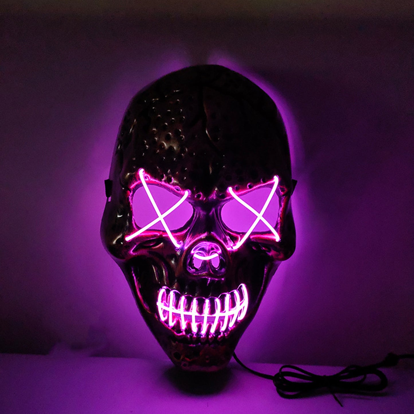 Melliful Halloween Skull Mask Light up, Scary LED Mask for Halloween Cosplay Costume Party